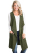 Sexy Army Green Pocket Long Cardigan Vest